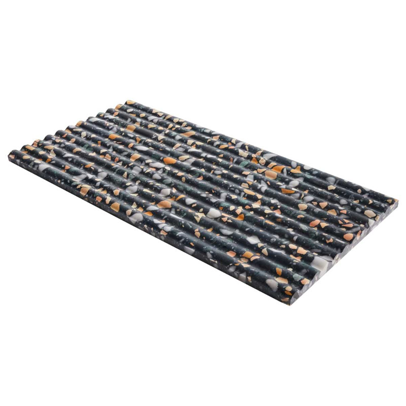 Terrazzo Italy Fluted 12x24 Honed Terrazzo Tile, Cava Nott Black