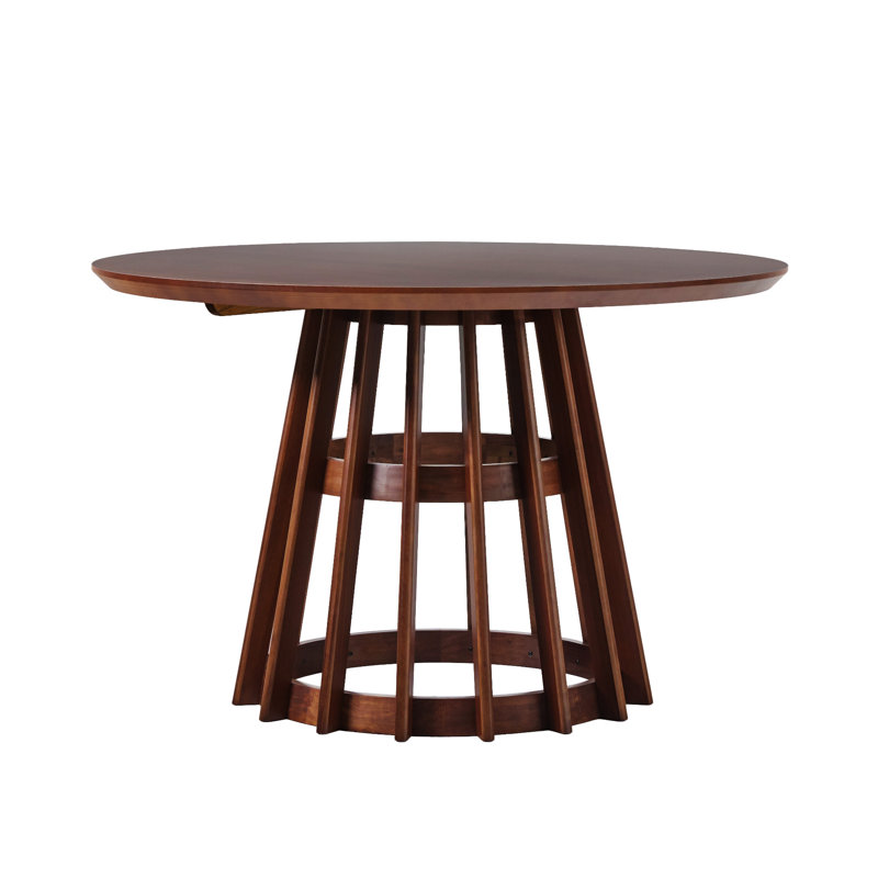 Table de salle à manger moderne moderne en bois massif de 48 po avec base à piédestal, tables de salle à manger, table de salle à manger