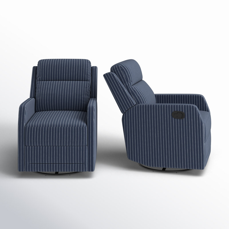 Caleya Modern Swivel Rocker Manual Recliner, Navy
