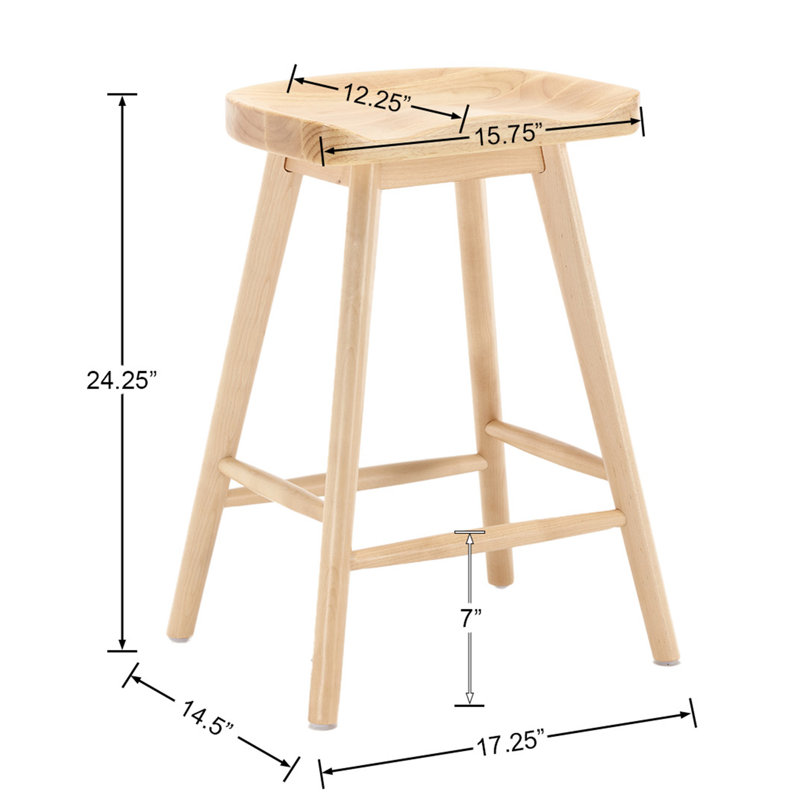 24.25" Counter Height Wood Barstools Backless Farmhouse Bar Chairs With Footrest For Kitchen Counter Breakfast Bar Pub Bistro