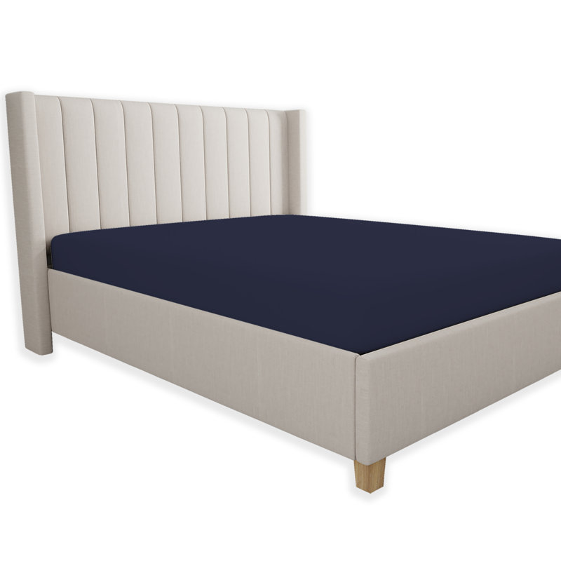 Navy Twin Cotton Percale Fitted Sheet Set