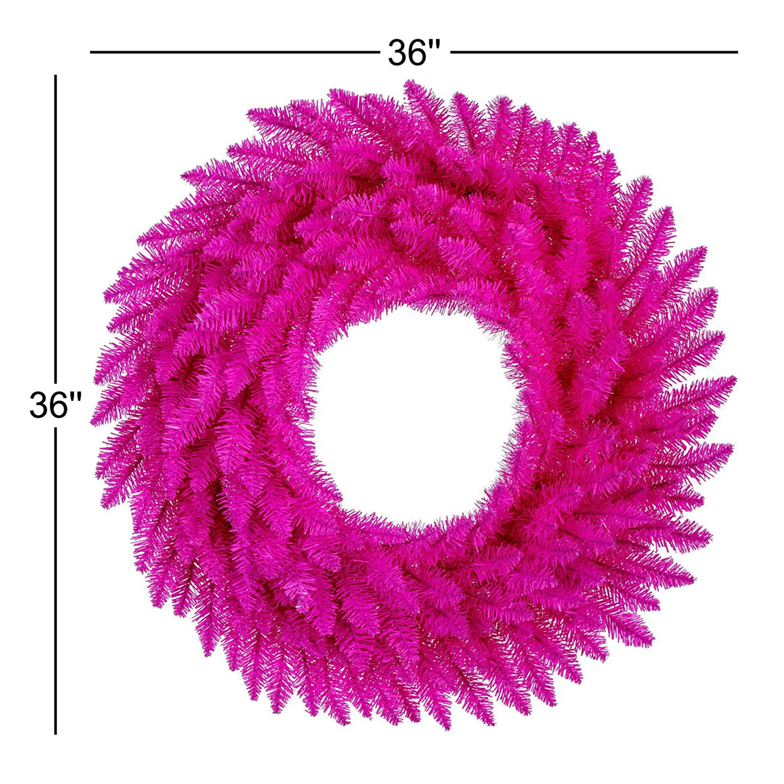 Pine Christmas Wreath, 36" H x 36" W x 36" D, Pink