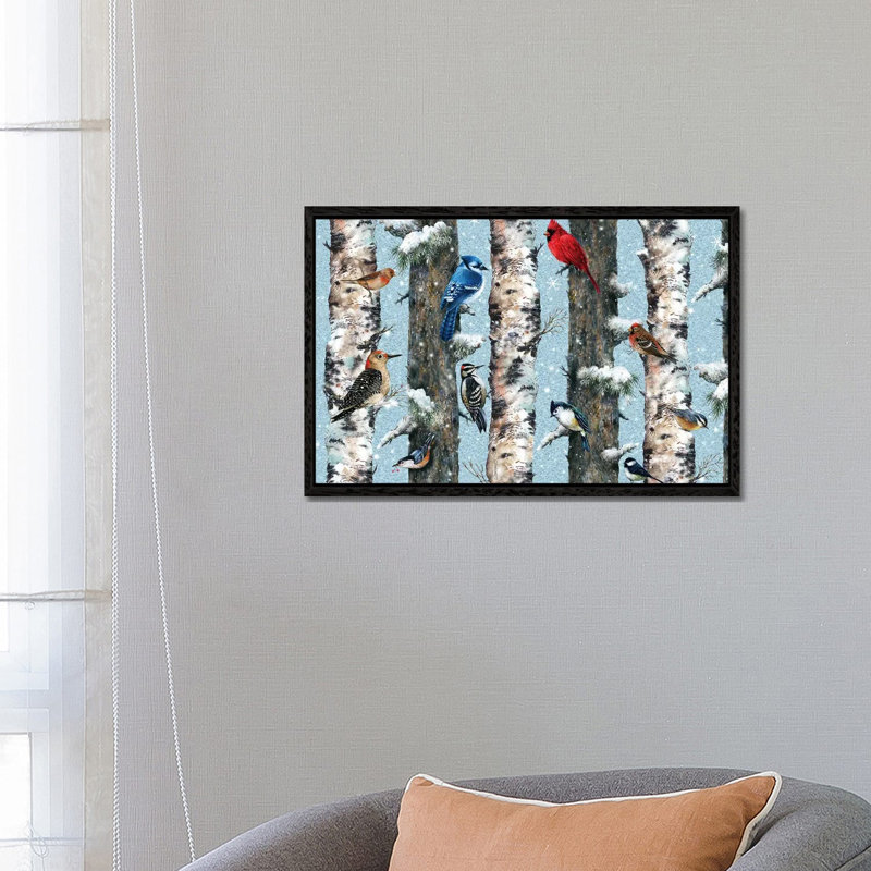 Songbirds In The Forest - Print on Canvas, Black Framed, 66.04 cm H x 45.72 cm W