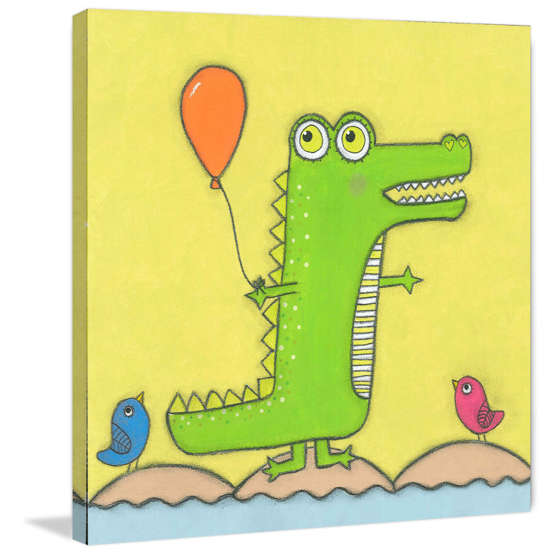 «Crocodile with Balloon», reproduction sur toile tendue, H 32 po x l 32 po x P 1,5 po