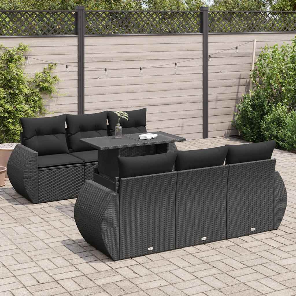 Vidaxl 7-Tlg. Garten-Sofagarnitur Mit Kissen Grau Poly Rattan