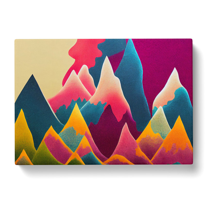 Wondrous Painted Mountains Abstract - Wrapped Canvas, 35cm H x 50cm W