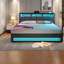 Grands lits avec rangement, lit plateforme moderne en bois et métal pour la maison