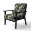 Chaise d'appoint damassée noire et dorée Flourish I - Velours rembourré bohémien