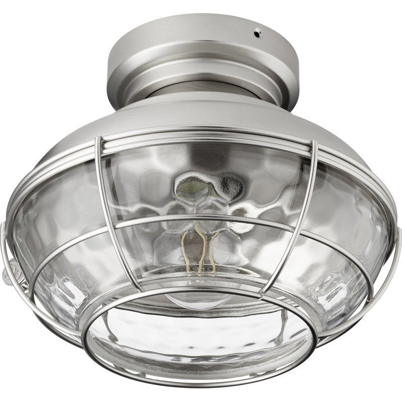 Ventilateur de plafond 1 lumière, Nickel satiné