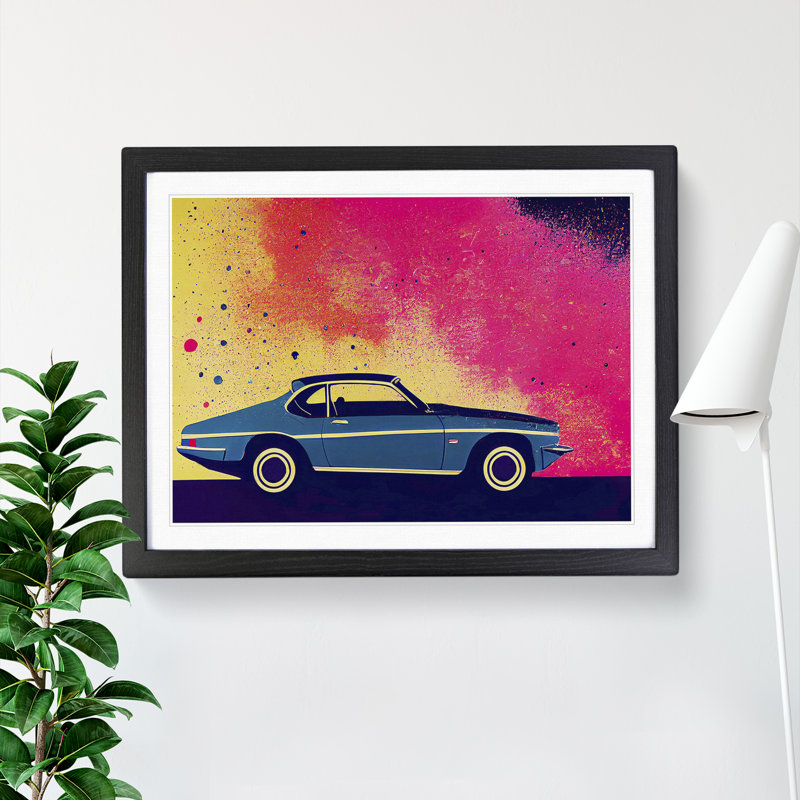 Retro Car Splash Vol.4 - Single Picture Frame Painting, Black Framed, 34cm H x 46cm W x 2cm D