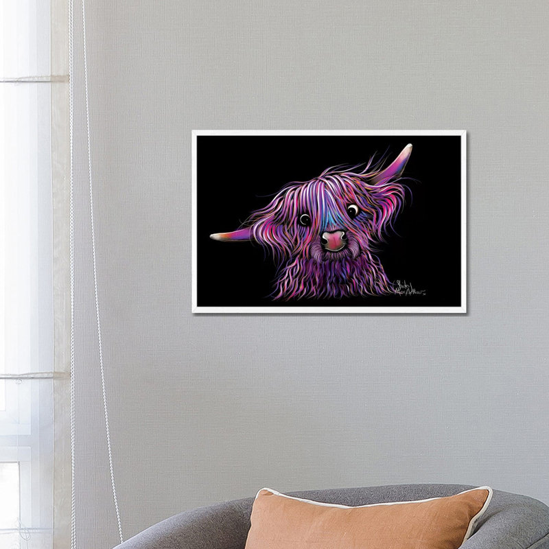 Huckleberry the Highland Cow 1 Piece Wrapped Canvas Painting, 101.6 cm H x 66.04 cm W, White Framed