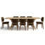 78"-96" Extendable Rectangular Wood Veneer Dining Table Set with 8 Velvet Upholstered Chairs-1950576287