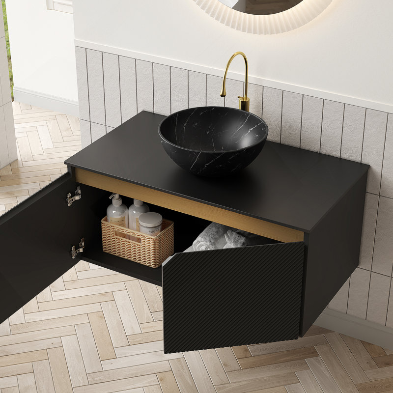 Meuble-lavabo de salle de bain avec lavabo, armoire de rangement murale pour salle de bain