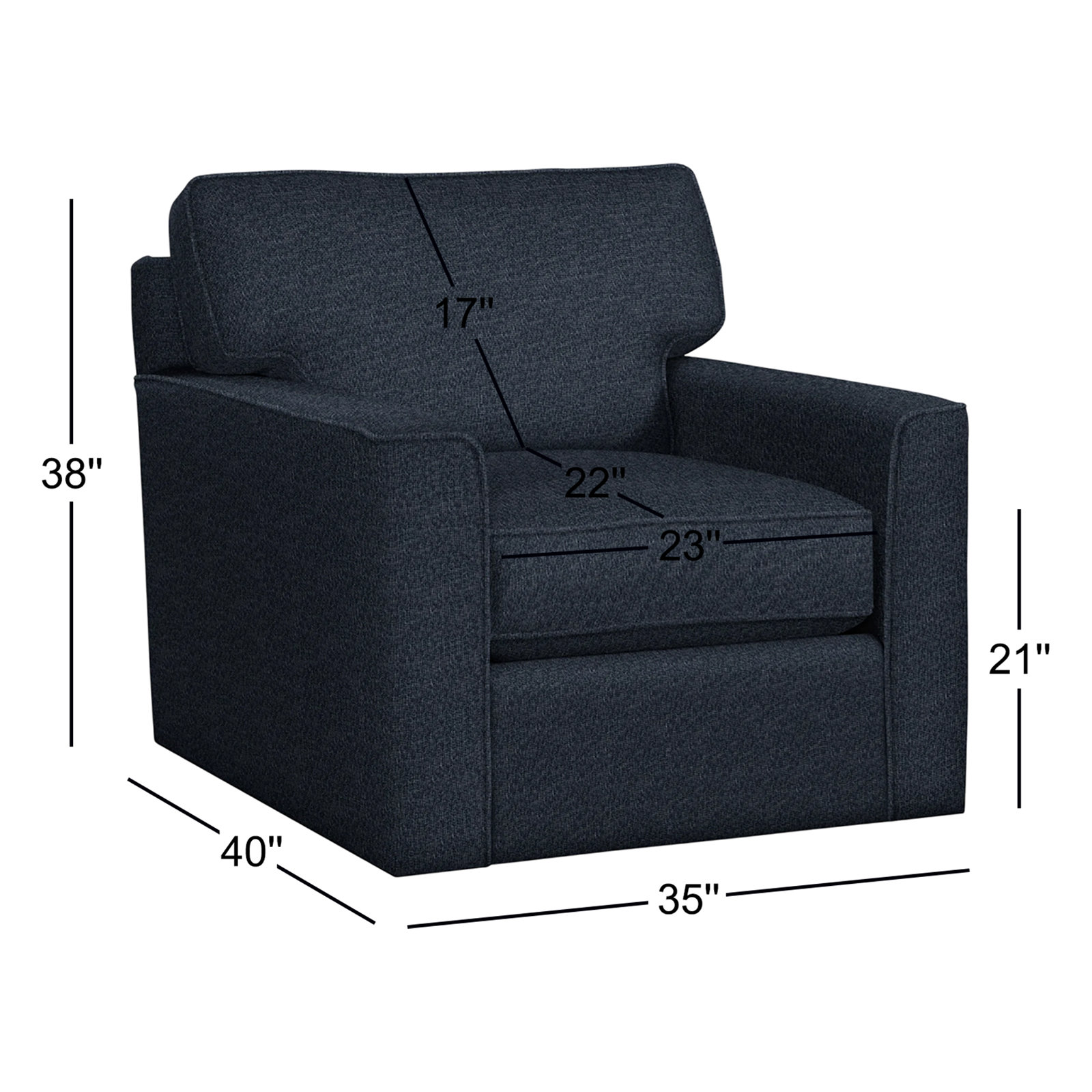 Frye Upholstered Accent Chair, Navy Crypton Performance; 0822-61