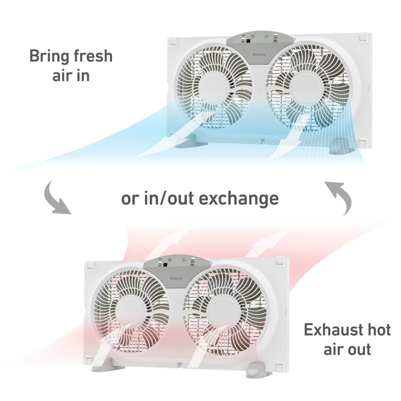 White Remote Controlled Reversible Twin-Blade Window Fan
