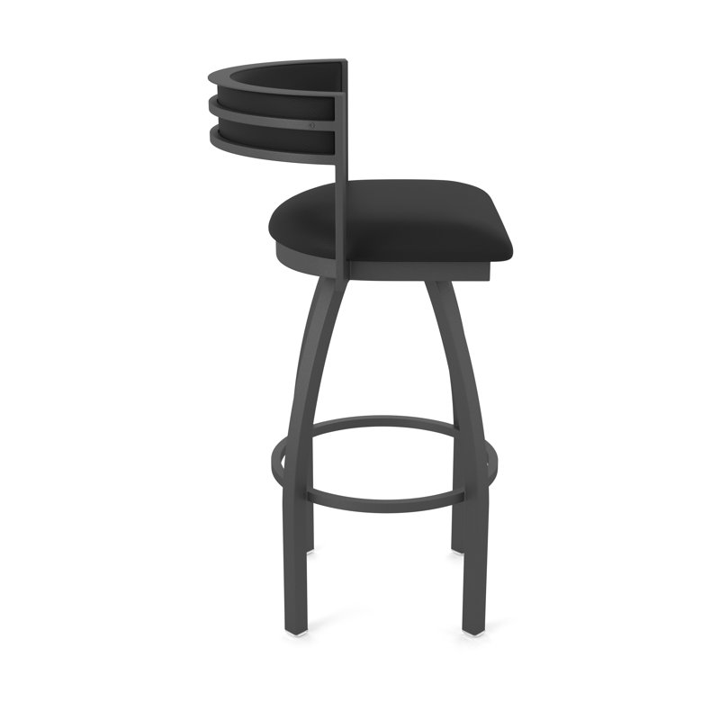 Tabouret Artémis, Tabouret de bar (siège d'une hauteur de 30 po), Étain, Vinyle - vinyle noir