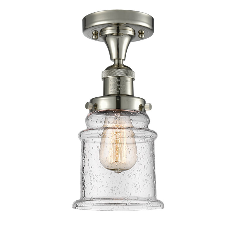 Plafonnier semi-encastré 1 lumière 6 po Galaviz, Nickel poli, Grainé