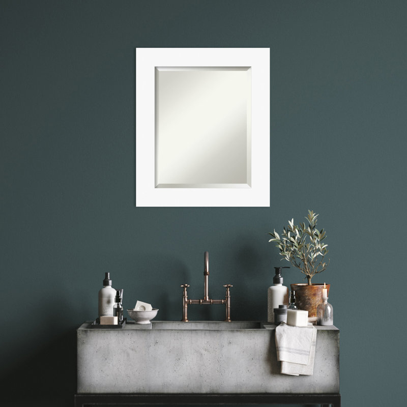 Miroir mural en bois, 25,5 po x 21,5 po, Blanc