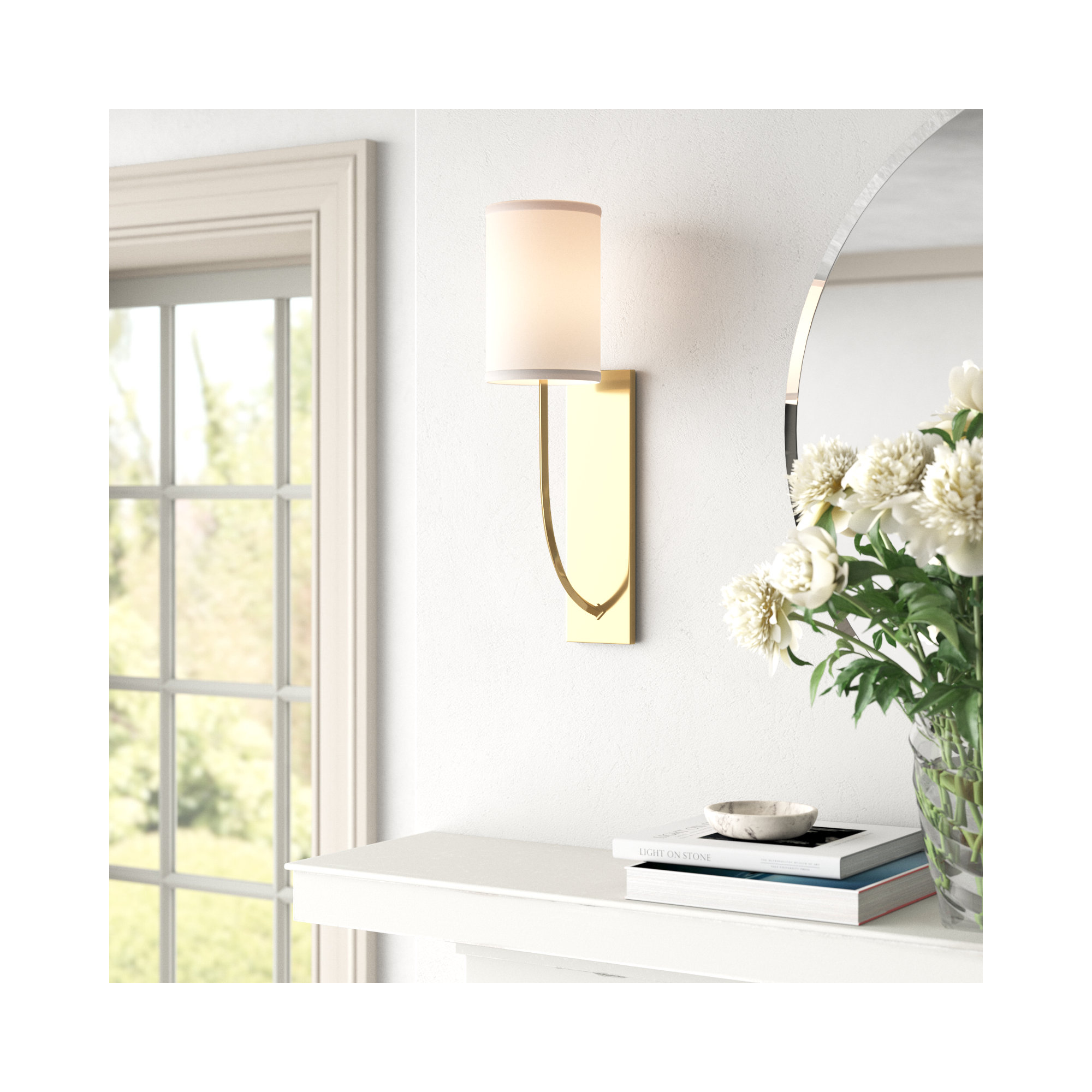 Ansted Single Light Dimmable Armed Sconce, Aged Brass