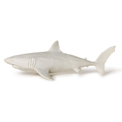 Great White Shark Resin Coastal Decor Sculpture White Ocean Accent 15.5" W