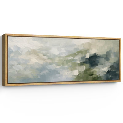 Abstract Green Blue Composition Artwork, Modern Living Room Pictures, Framed Canvas Giclee Print Wall Art