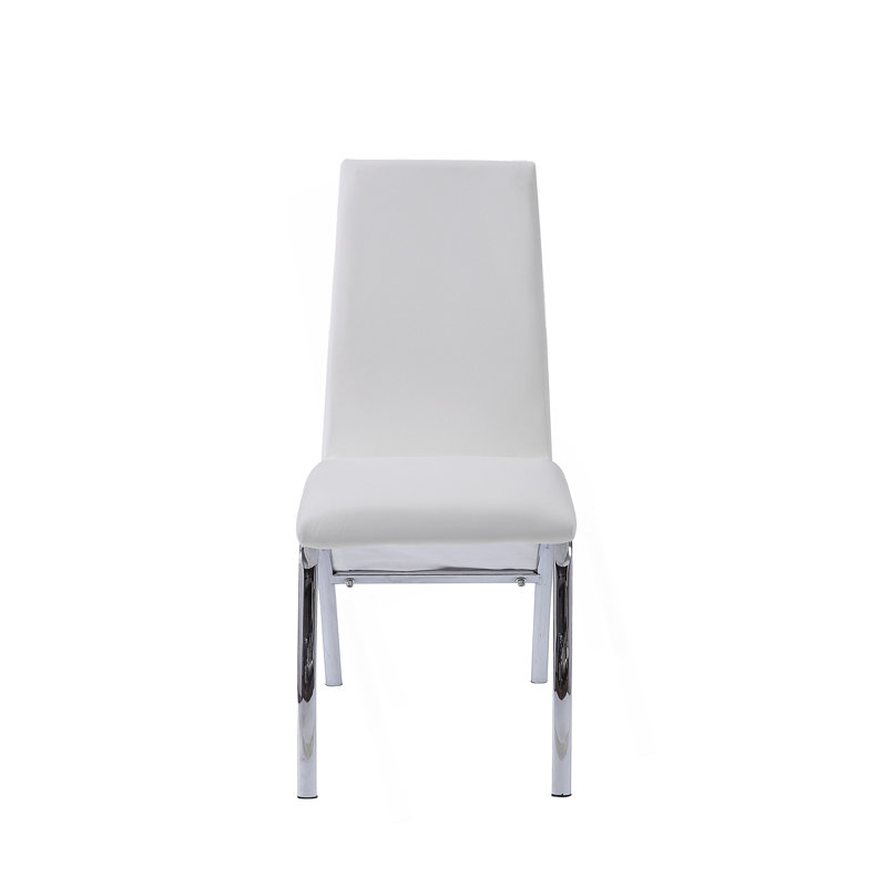 Ensemble de 2 chaises d'appoint en cuir synthétique blanc et chrome Pervis