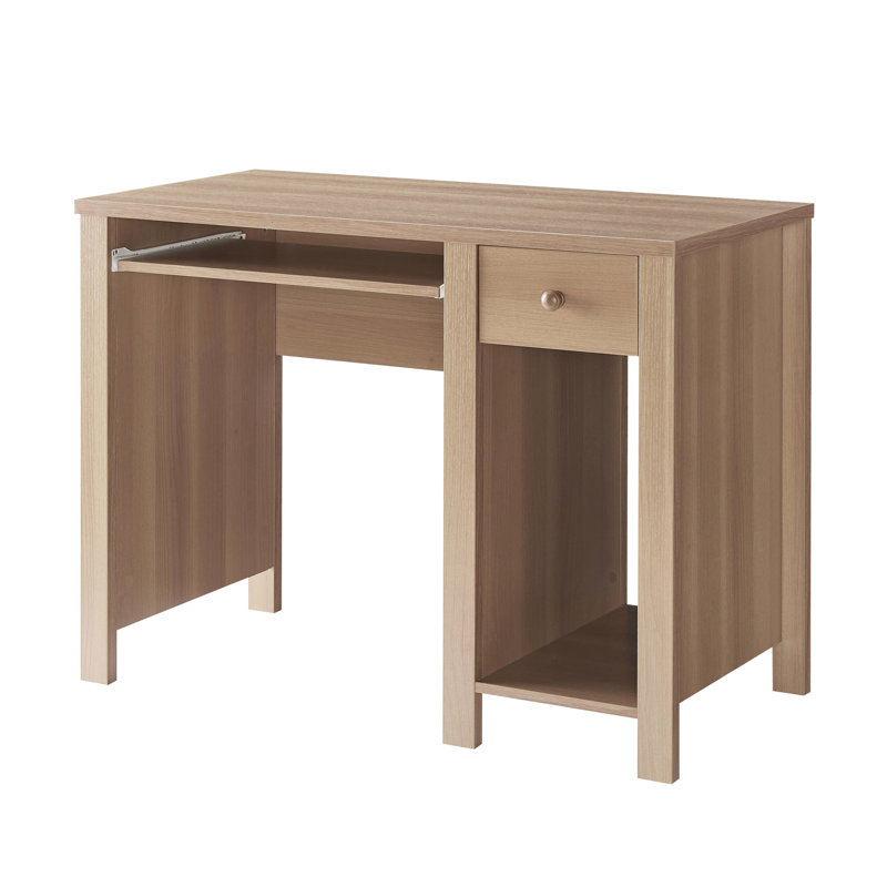 Bureau d'écriture compact pour bureau à domicile 39 po - ordinateur d'écriture beige avec tiroirs et plateau à clavier