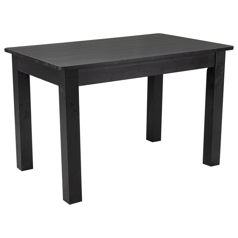 Dejon Rectangular Solid Pine Farmhouse Dining Table, Black Wash, 30"W x 46"L