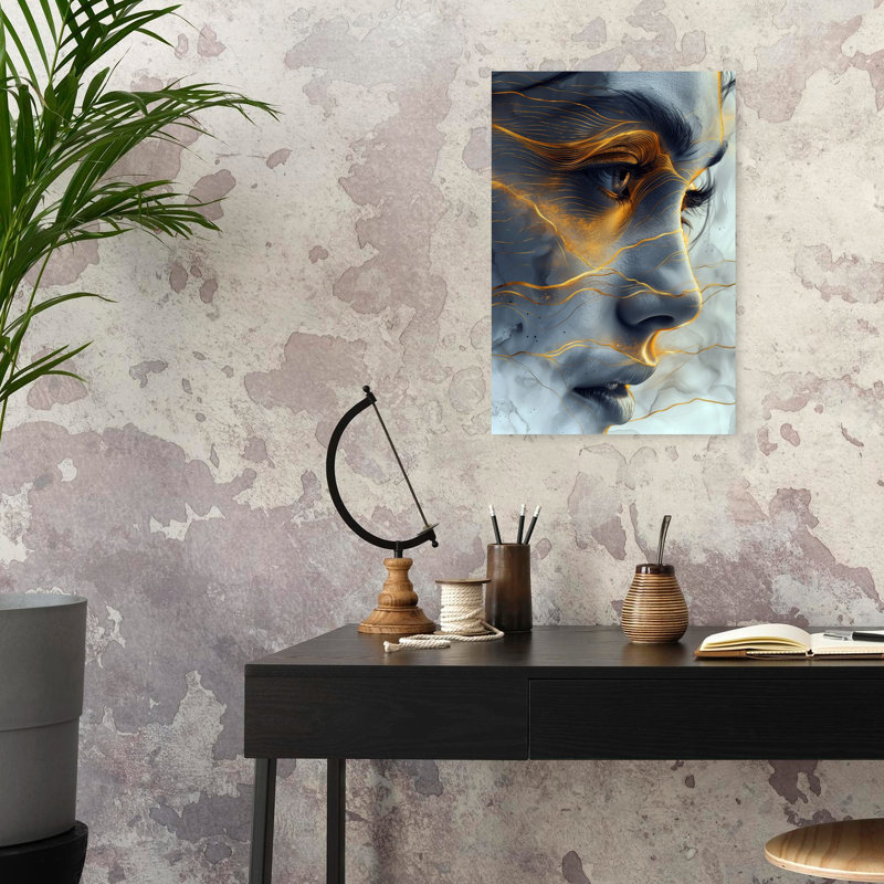 Art mural élégant et contemporain à profil doré, H 24 po x l 16 po