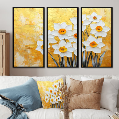 «Golden Harmony of Daffodils In Summer II» - ensemble de reproductions d'art mural jonquilles