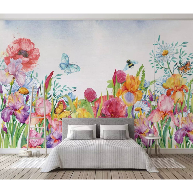 Papier peint floral bohémien bohémien, L 114 po x l 204 po