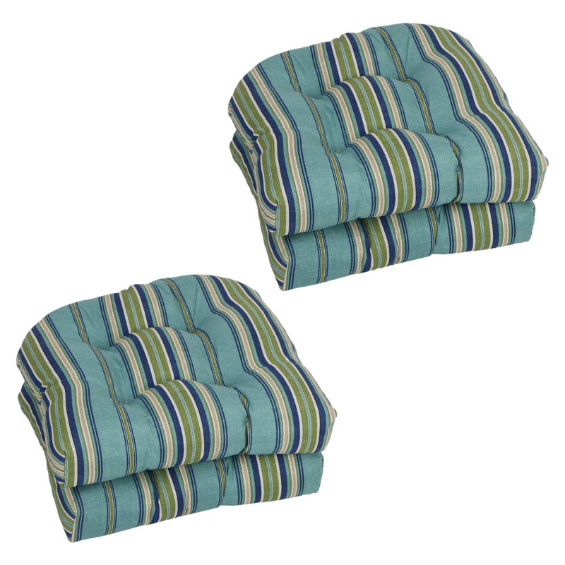 Outdoor 5'' Rocking Chair Seat Cushion, Blue/Green Striped