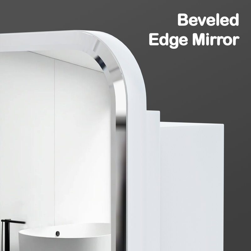 Rectangle Medicine Cabinet With Beveled Edge Mirror, No-assembly Bathroom Wall Cabinet With Mirror, Adjustable Shelves, Tissue Slot, Recessed Or Surface Mount