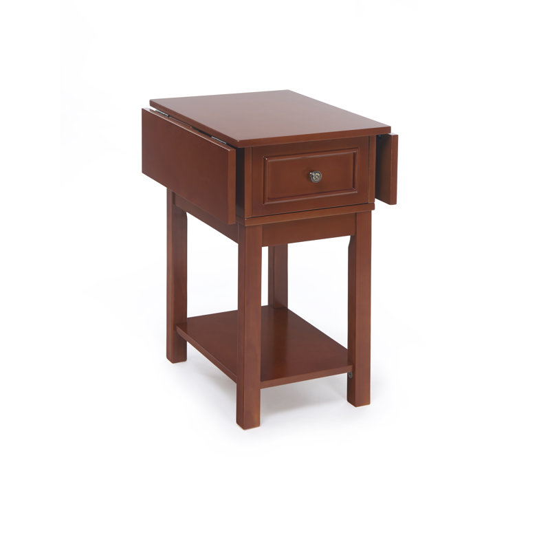 Krysta Drop Leaf Side Table with Storage, Oak