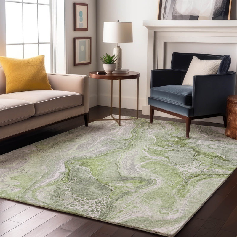 Premium Machine Washable Slesnick AMF1681 Abstract Rug, Rectangle 5' x 7'6"