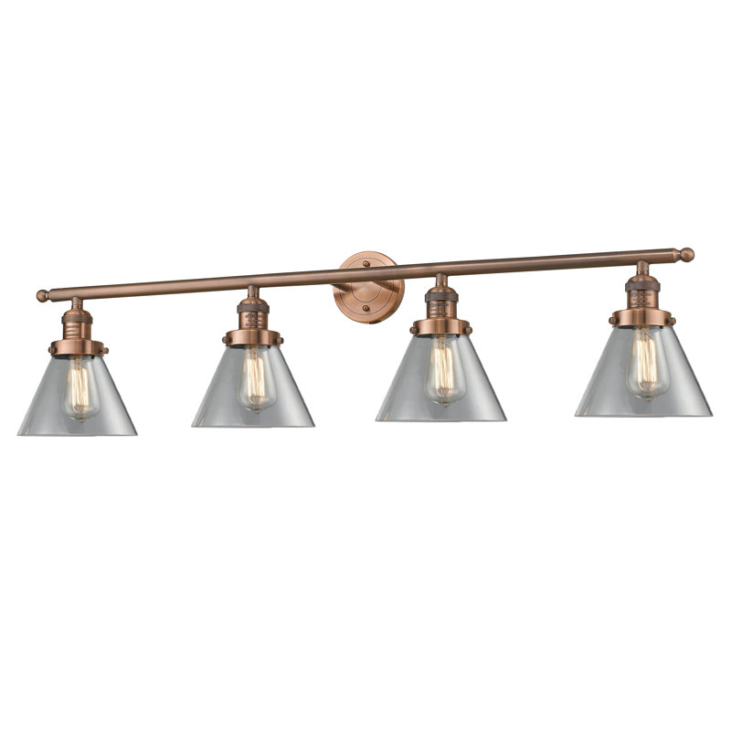 Éclairage de salle de bain à intensité variable 4 lumières Cone, Antique Copper, Seedy
