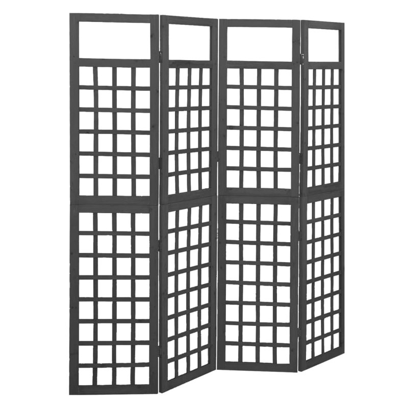 Merritt Solid Wood Folding Room Divider, 6, Black