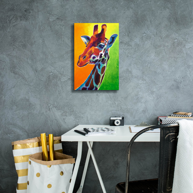  «Giraffe - Summer Fling» par Dawg Painter, art mural sur toile, 26 po x 40 po, H 18 po x l 12 po x P 0,75 po