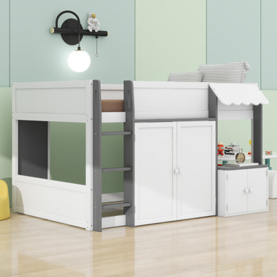 Stylish Kids Loft House Bed Featuring Playhouse & Storage
