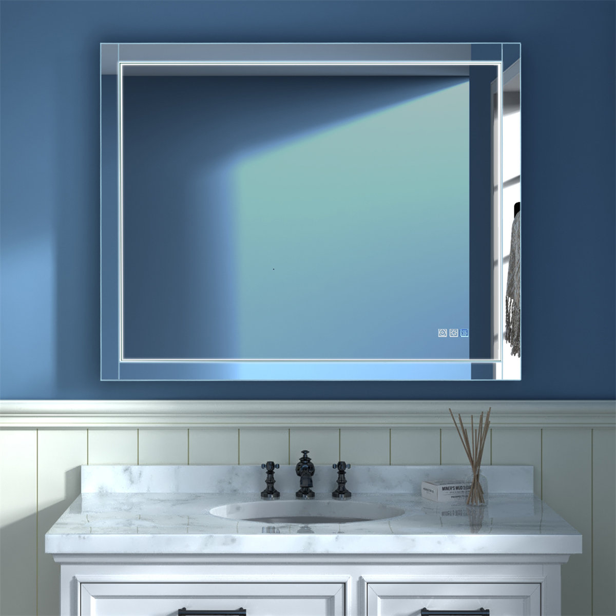 Aevar Super Bright Double LED Lights Anti-Fog Bathroom / Vanity Mirror with Tempered Glass & ETL Orren Ellis Size: 60 x 36