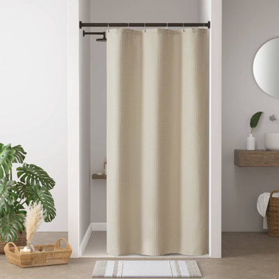 Arbor Waffle Beige Solid Textured 36x72'' Shower Curtain