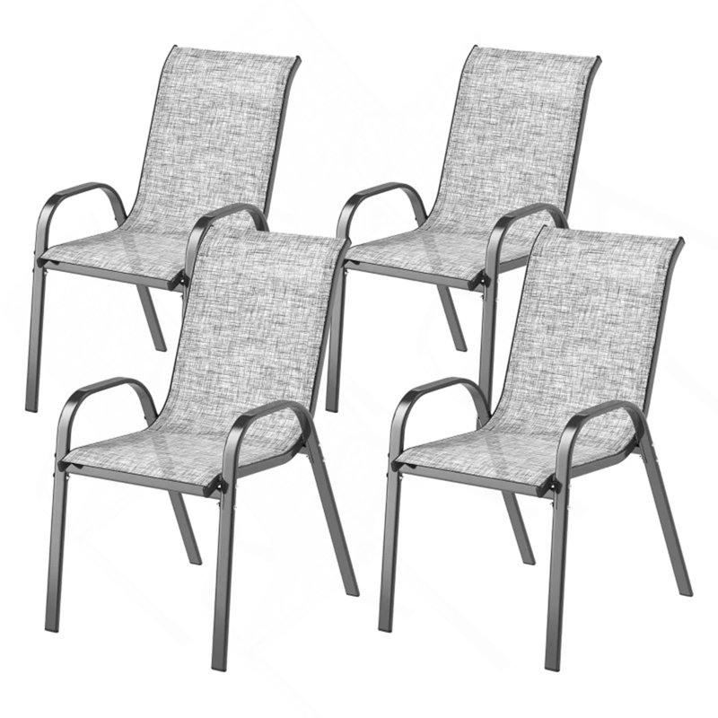 Ensemble de 4 chaises de salle à manger empilables, Noir/gris
