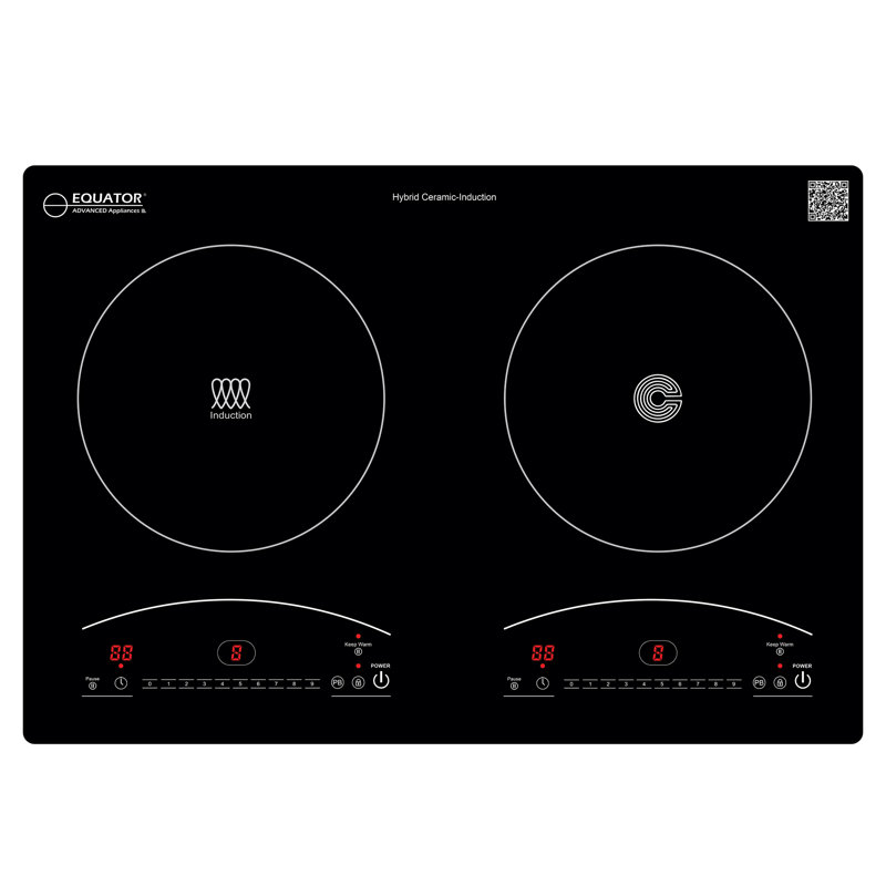 Equator 20" Electric Hybrid CERAMIC-INDUCTION 2 Burner Cooktop with 9 Power 110V