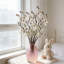 Ensemble de 7 tiges de fleurs de prunier artificielles blanches pour tiges décoratives et vases