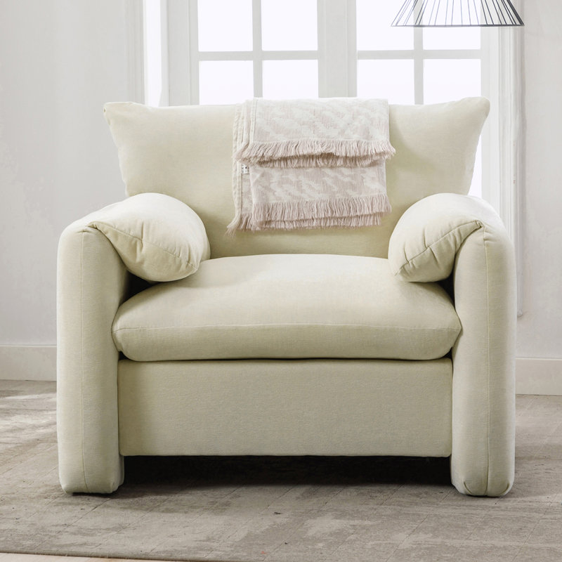 Fauteuil d'appoint simple surdimensionné, Cream