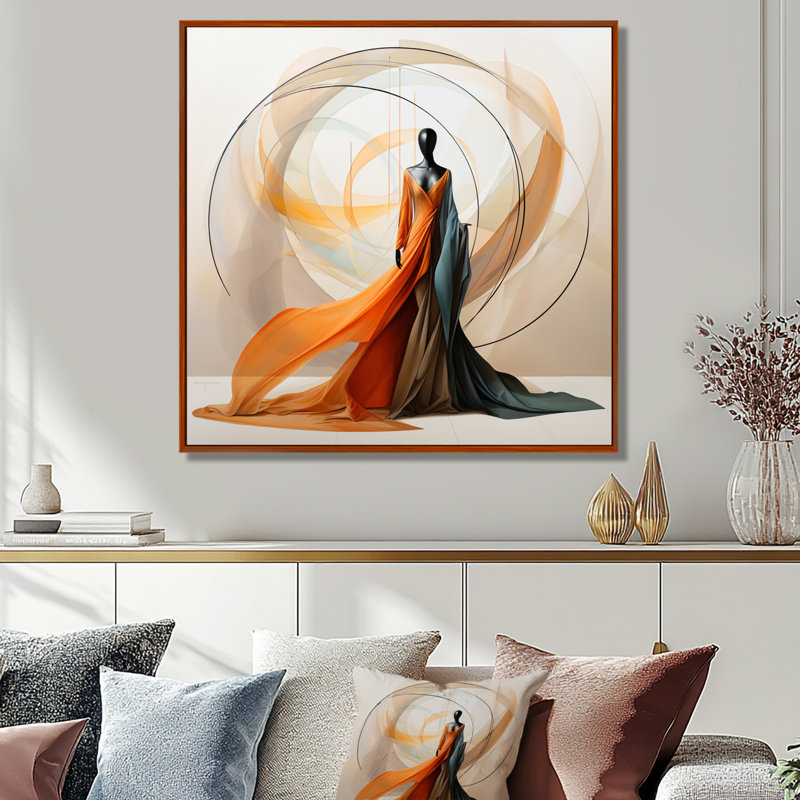 Abstrait contemporain danseur africain I - art mural femme afro-américaine, H 16 po x l 16 po, Brun