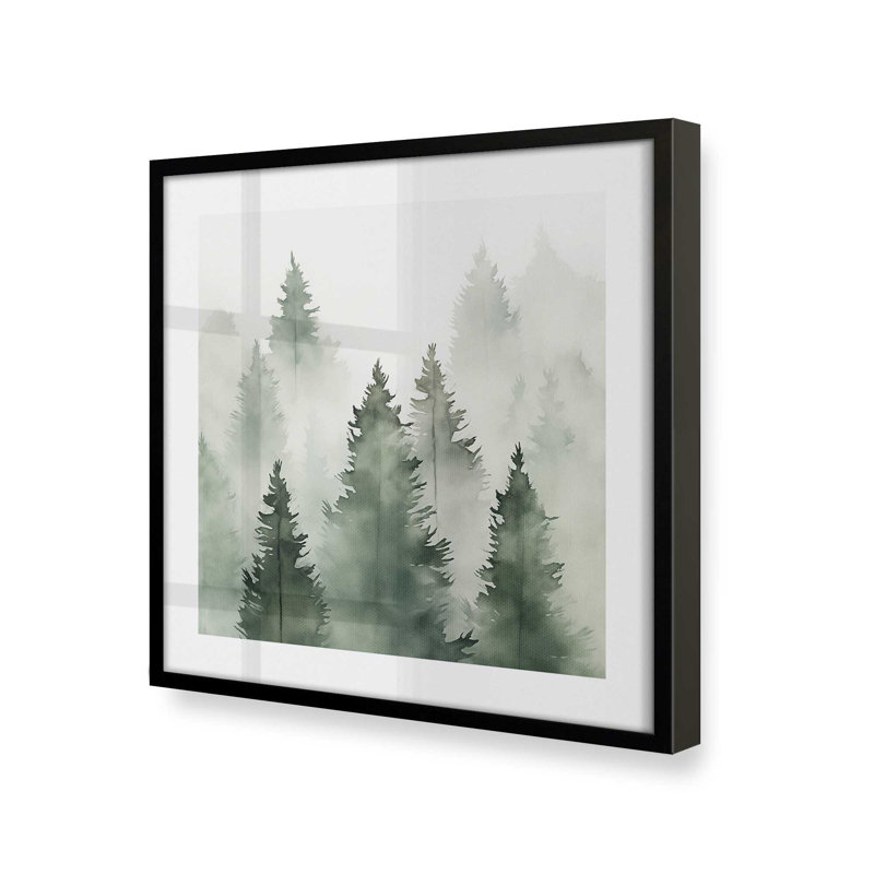 Green Haze Woodland I, Cadre noir satiné, H 21,5 po x l 21,5 po