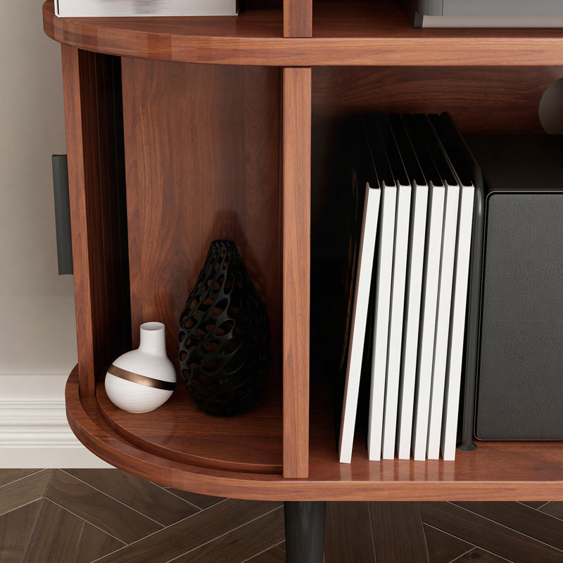 Grand support de tourne-disque rond avec station de charge et ports USB, support de tourne-disque pour armoire de rangement pour salon