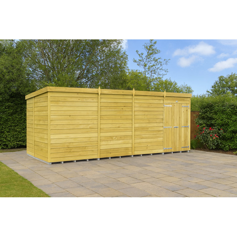 15ft x 7ft Pent Shed - Double Door without Windows