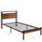 Twin Metal Platform Bed With Wooden Headboard & , Port, Led Lighting, Remote Control Availability, No Box Spring Required, Copious Under Storage Facility, Easy Assembly Mode, Modern Style
